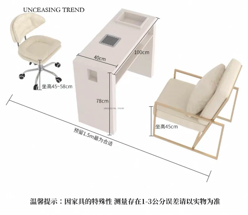 Nagelbord med utsug & stolar