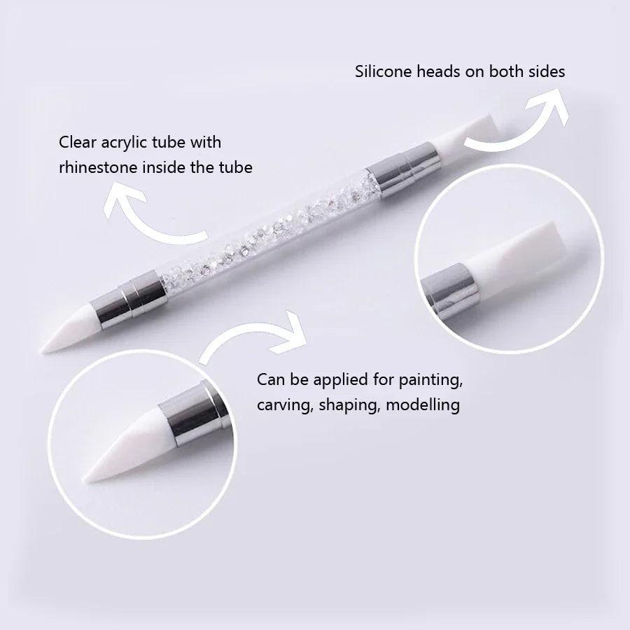 Dual-ended Silikon penna för chrome